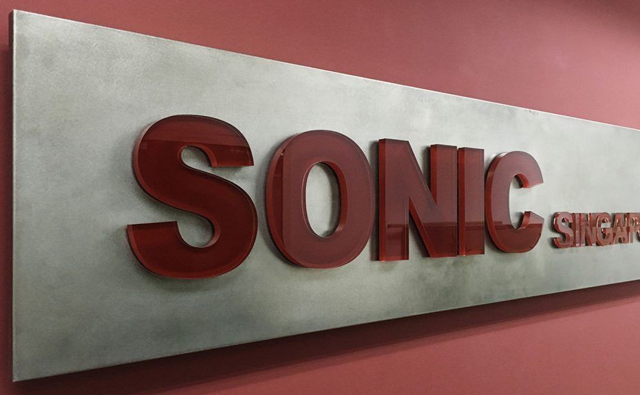 The Sonic Singapore sign at our office